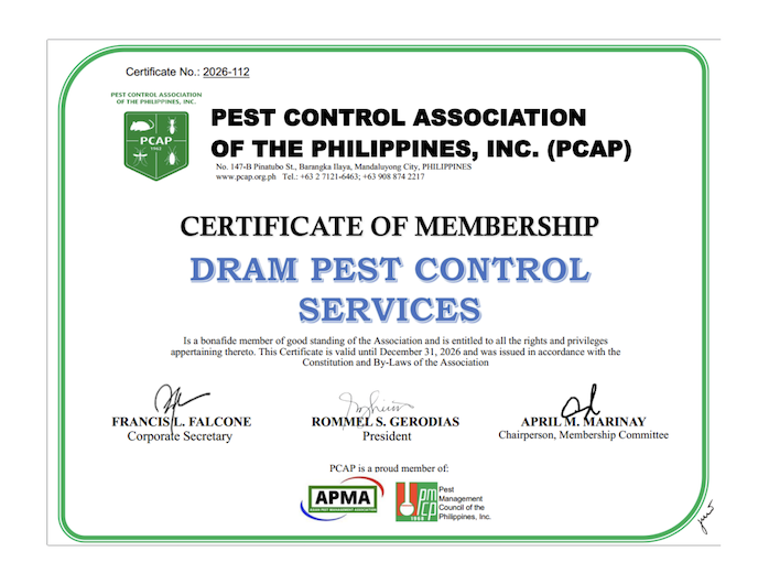 Pest Control Association of the Philippines Membership Certificate